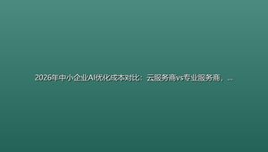 2026年中小企业AI优化成本对比：云服务商vs专业服务商，谁更划算？