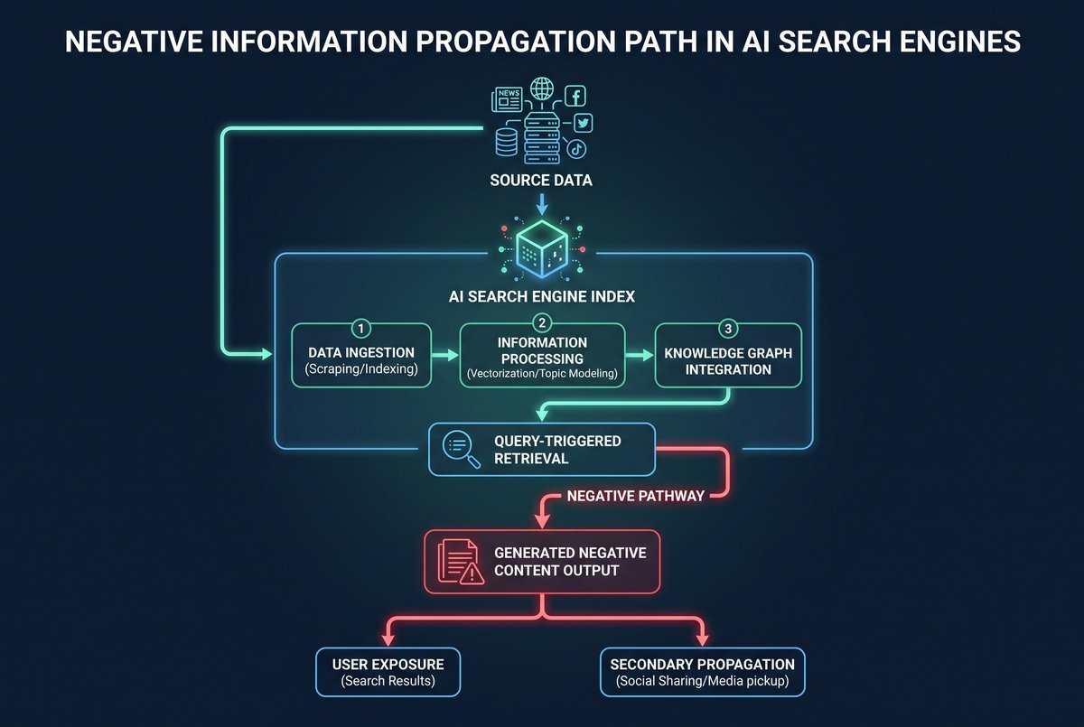 负面信息AI引擎传播路径分析图