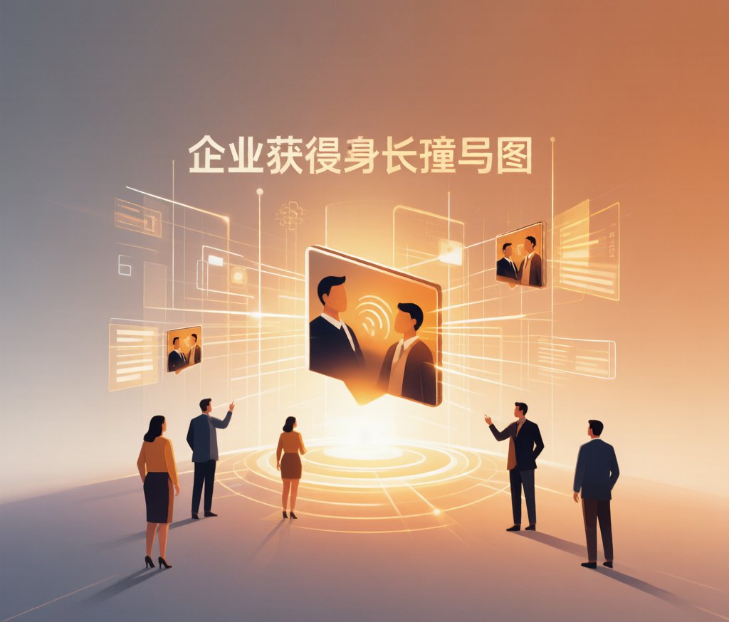 企业获客增长场景图，展示线上营销带来的客户增长