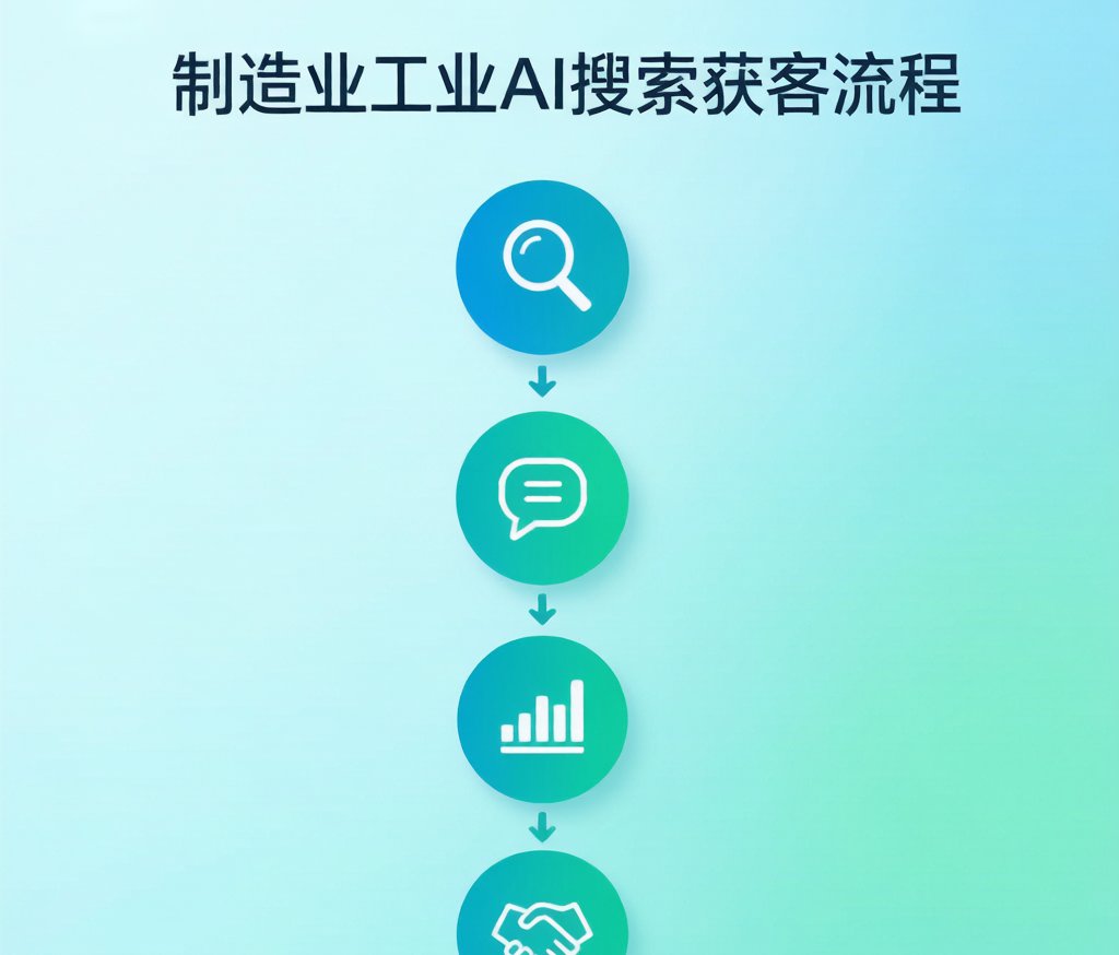 制造业AI搜索获客流程示意图