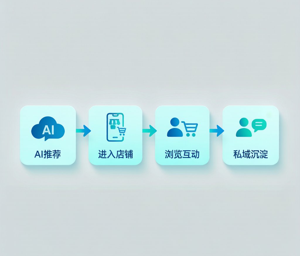 零售电商AI搜索获客流程示意图