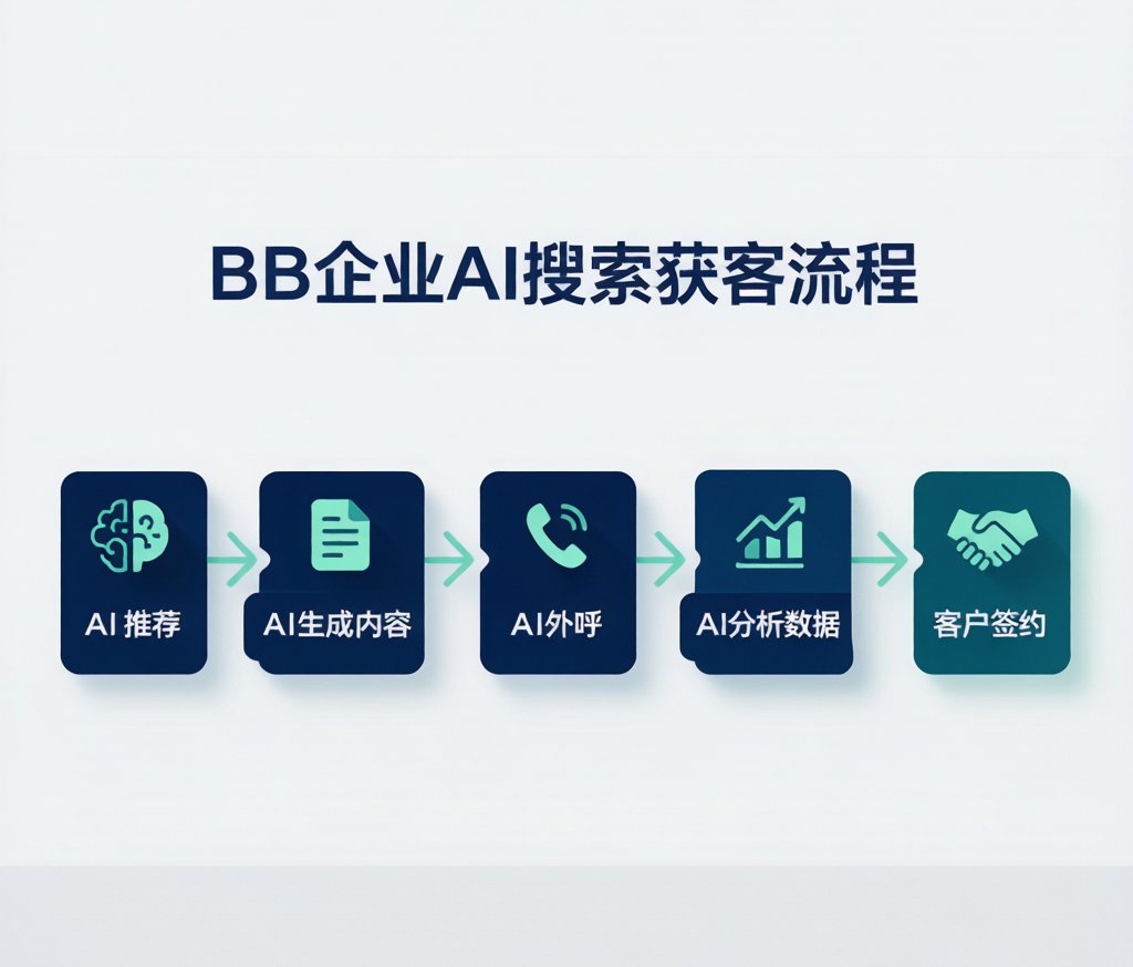 B2B企业AI搜索获客流程示意图