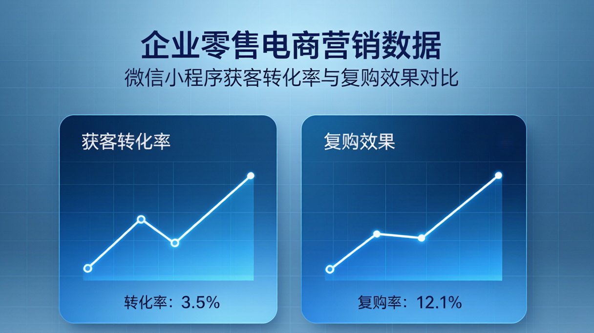 零售品牌小程序获客与复购数据对比图