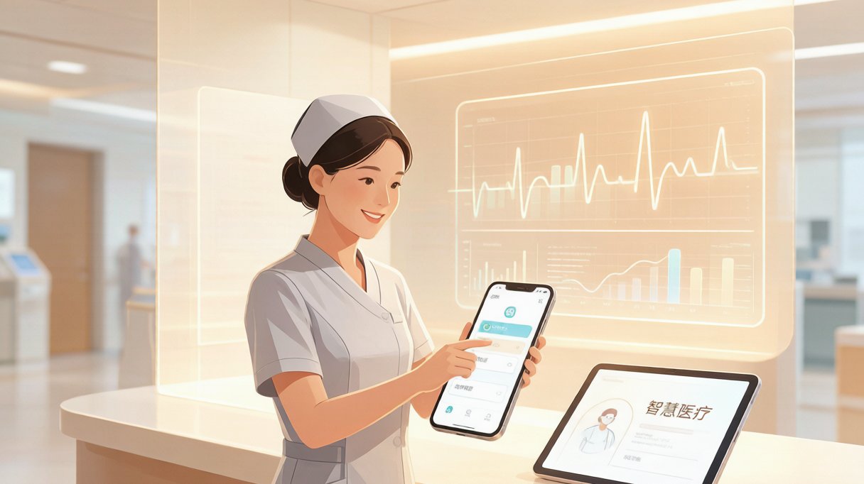 医疗机构数字化转型与患者服务场景图