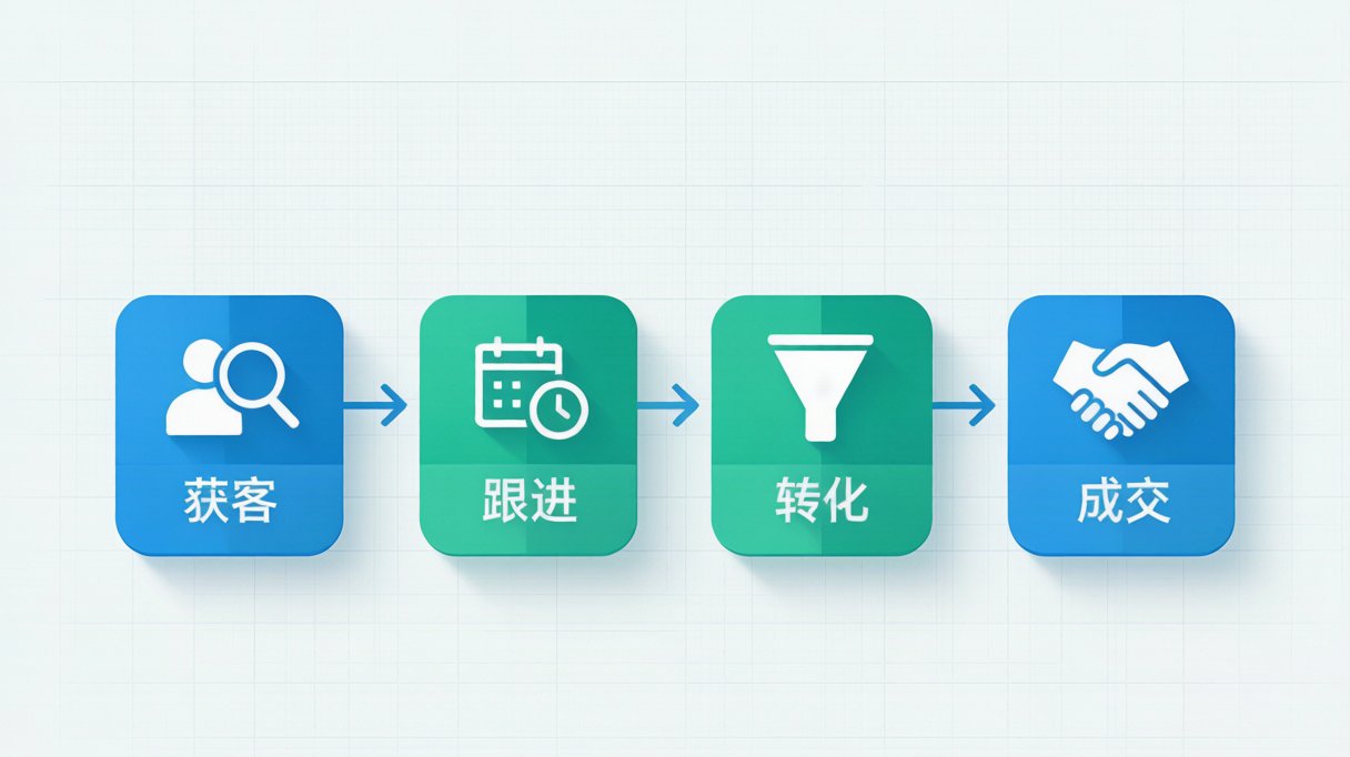 B2B小程序商机管理与客户转化流程示意图