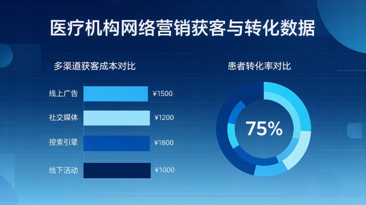 医疗机构网络营销获客与转化数据对比图