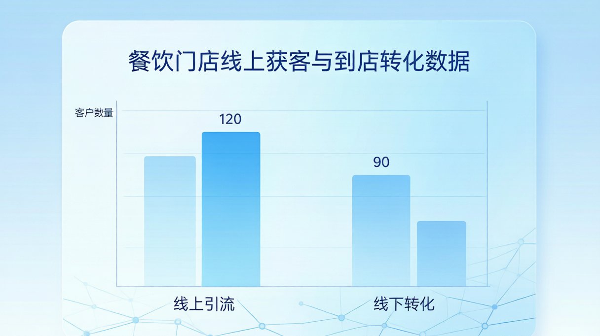 餐饮门店线上获客与到店转化数据对比图