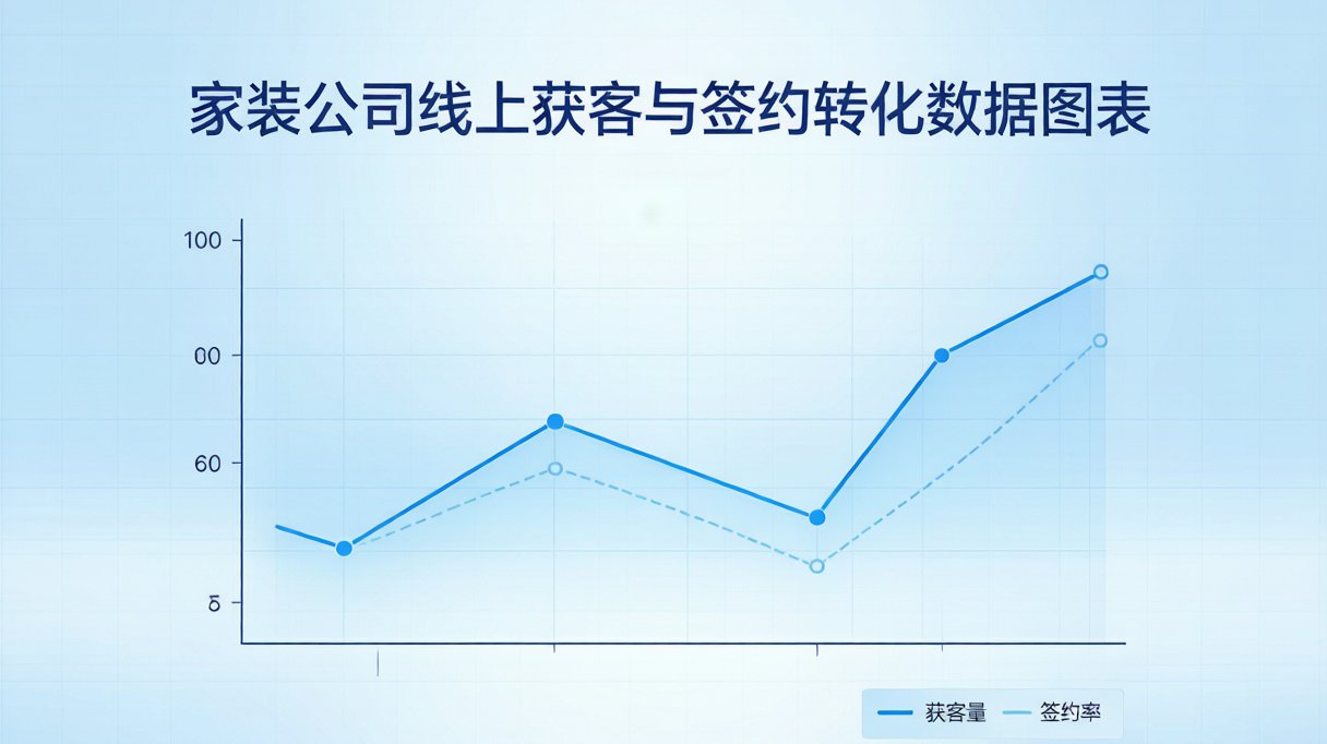 家装公司线上获客入口与签约转化数据对比图
